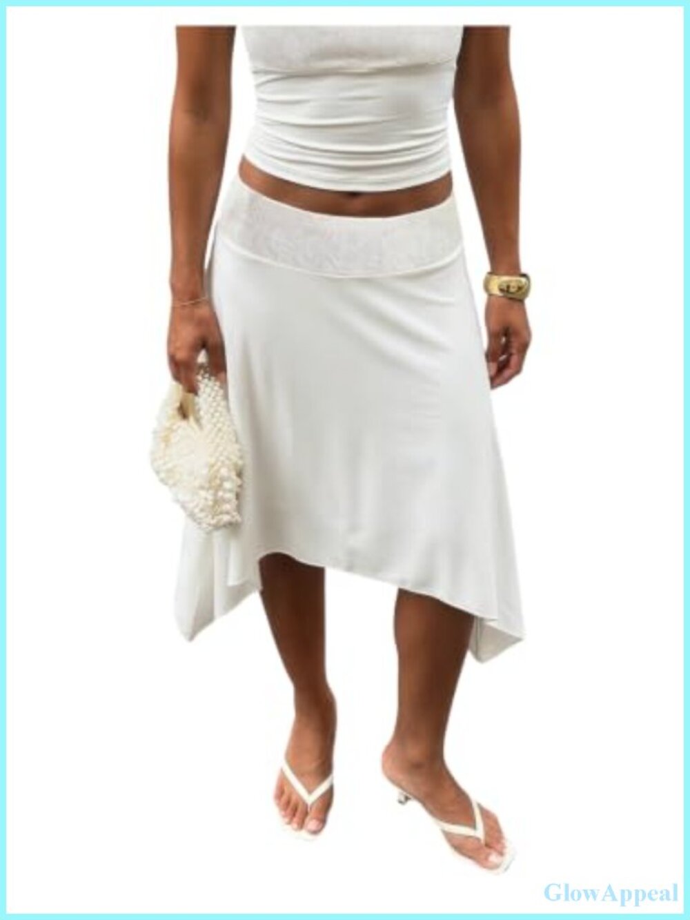 Lace Asymmetrical Low Rise Flowy Handkerchief Midi Skirt
